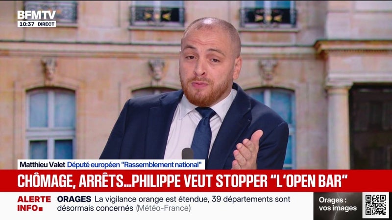 Réduction de la durée d'indemnisation du chômage: "Nous, on ne veut pas faire la guerre aux chômeurs, on veut faire la guerre au chômage", déclare Matthieu Valet, député européen RN