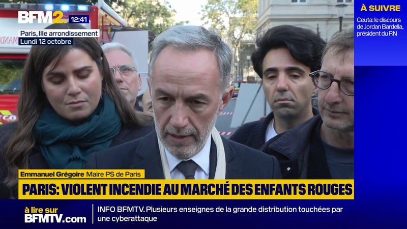 "L'intégralité du marché [des Enfants rouges] a été détruite par les flammes", déplore le maire de Paris Emmanuel Grégoire