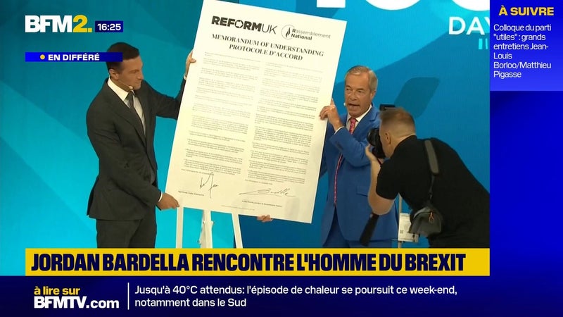 "Stopper l'immigration illégale": Jordan Bardella signe un pacte migratoire avec le leader de l'extrême droite britannique