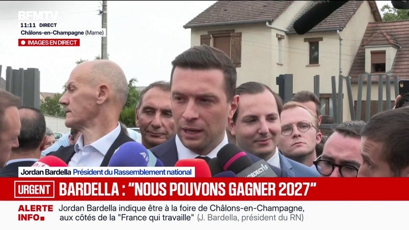 Jordan Bardella, président du RN, revient sur l'appel de la gauche à la désobéissance civile en cas de victoire de Marine Le Pen en 2027