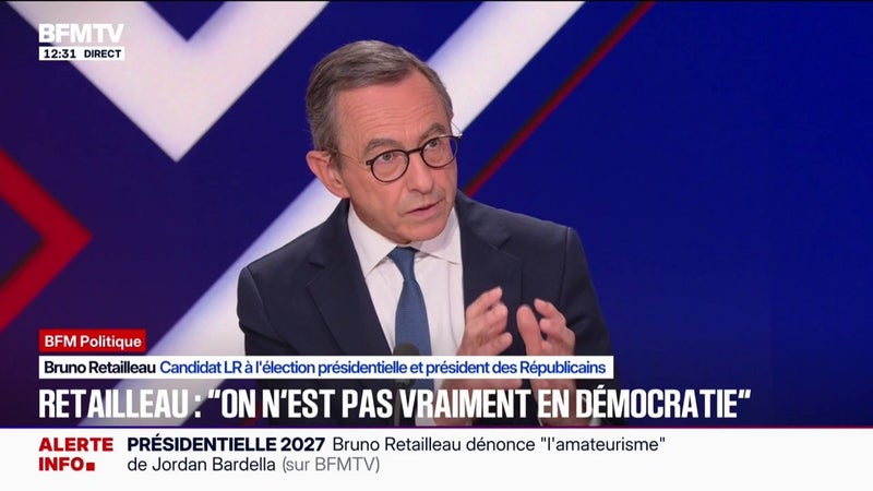 "On n'est pas vraiment dans une démocratie", affirme Bruno Retailleau, candidat LR à l'élection présidentielle