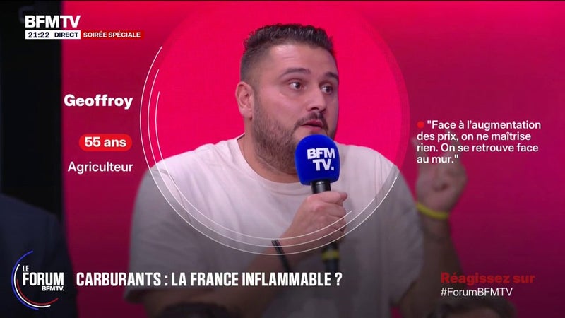 FORUM BFMTV - Hausse du prix des carburants: "On pourrait ne pas mal le prendre, si ce n'était pas couplé avec toutes les hausses du quotidien", estime Geoffroy, agriculteur