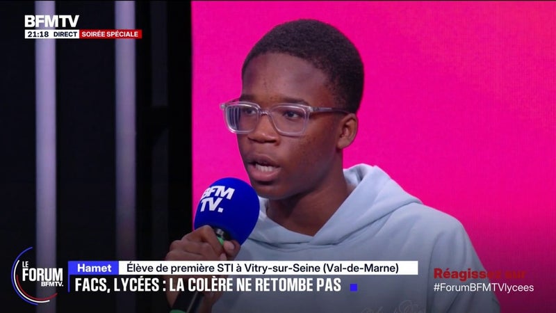 FORUM BFMTV - Mouvement lycéen: "Vacances ou pas j'irai, et ça sera ça toutes les vacances", lance Hamet, élève de première à Vitry-sur-Seine