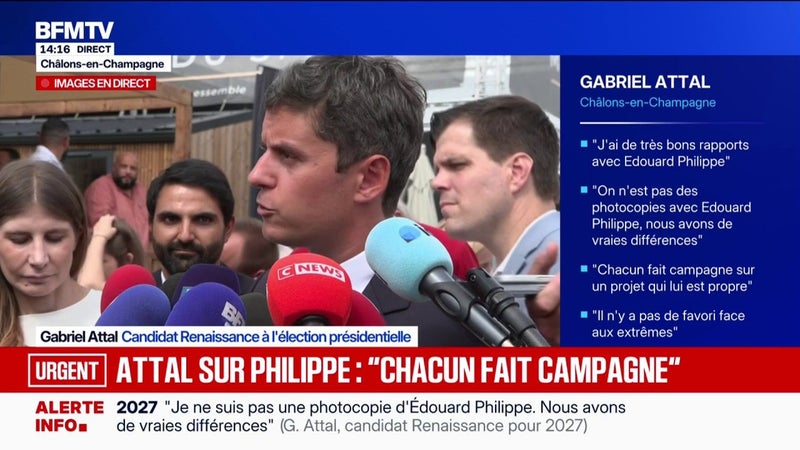 "Je n'ai jamais rien exclu comme possibilité, y compris celle d'une primaire", affirme Gabriel Attal, candidat Renaissance à l'élection présidentielle