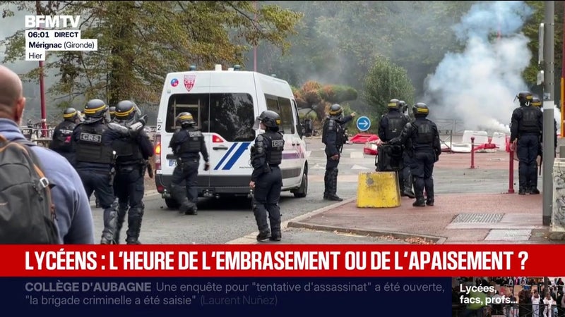 Mouvement lycéens: les affrontements avec les forces de l'ordre ont éclaté à Bordeaux, Reims ou encore Lyon, huit personnels de l'Éducation nationale ont été blessés