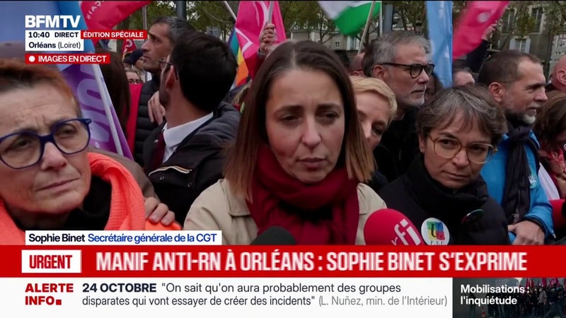 Attentat raciste à Trappes: "Cette violence vient de discours qui véhiculent le racisme, l'antisémitisme, la violence et ces discours sont ceux de l'extrême droite", estime Sophie Binet, secrétaire générale de la CGT