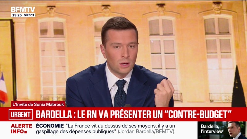 Dépense publique: en cas de victoire de Marine Le Pen à l'élection présidentielle, "nous réserverons la protection sociale aux ressortissants français", promet Jordan Bardella, président du RN