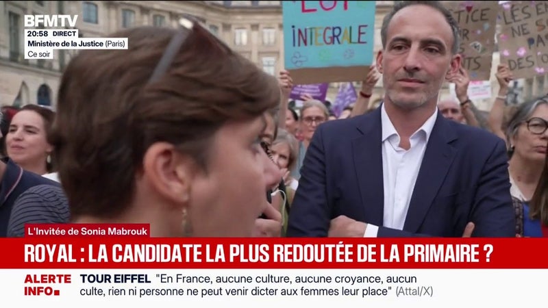 "Je lui reproche d'être là": Raphaël Glucksmann, candidat à l'élection présidentielle, chahuté devant le ministère de la Justice