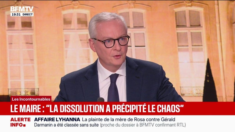 Dette française: "Ce qui a précipité le chaos, c'est la dissolution", estime Bruno Le Maire, ancien ministre de l'Économie et des Finances