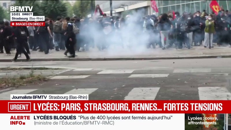 Blocage des lycées: des affrontements en cours entre manifestants et forces de l'ordre à Strasbourg