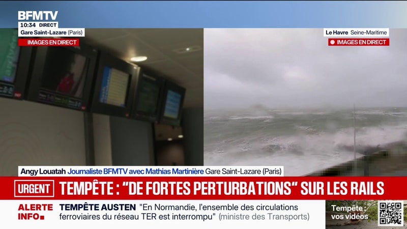 Tempête Austen: le trafic ferroviaire très perturbé dans le quart Nord-Ouest