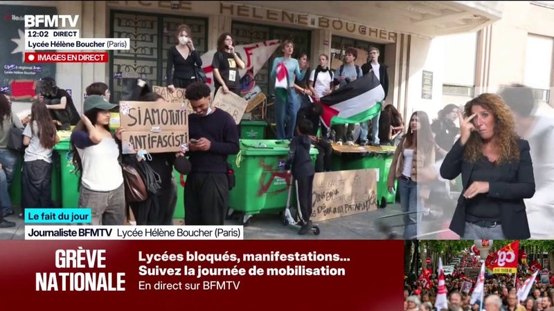 Le lycée Hélène Boucher, dans le XXe arrondissement de Paris, toujours bloqué par des lycéens