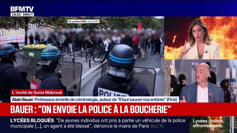 Blocages de lycées: pour Alain Bauer, professeur émérite de criminologie, les forces de l'ordre "sont envoyées à la boucherie"