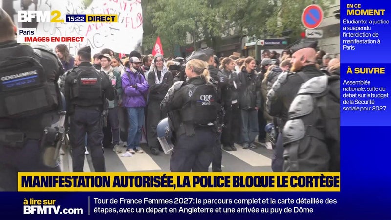 "On veut avancer": la police bloque le départ de la manifestation étudiante à Paris