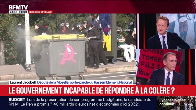 Blocage, mobilisation lycéenne: "Est-ce que vous croyez qu'en 6 mois [le gouvernement] va trouver les solutions ? Moi je pense que non", déclare Laurent Jacobelli, porte-parole du RN