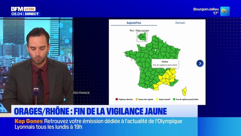 Orages dans le Rhône : fin de la vigilance jaune