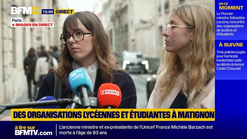 Colère lycéenne: Mathilde Fouqué et Anna Baldy, créatrices de contenus, reçues par le Premier ministre Sébastien Lecornu