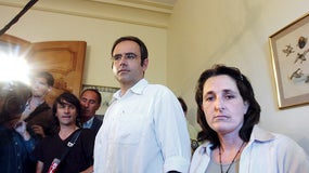 Jean-Louis et Véronique Courjault lors d'une conférence de presse, le 22 août 2006 à Tours (Indre-et-Loire).