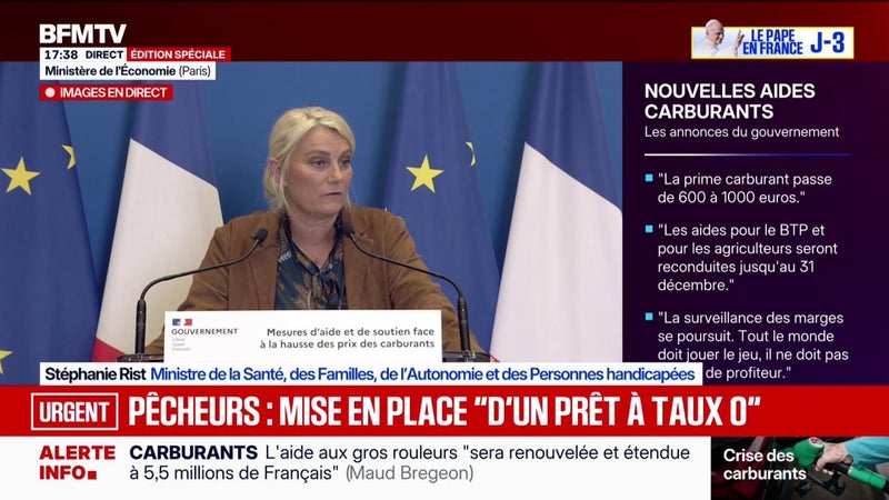 Aides sur les prix des carburants: Stéphanie Rist, ministre de la Santé, annonce la création d'un "bonus territoire ruralité de 80 euros" pour les infirmières libérales