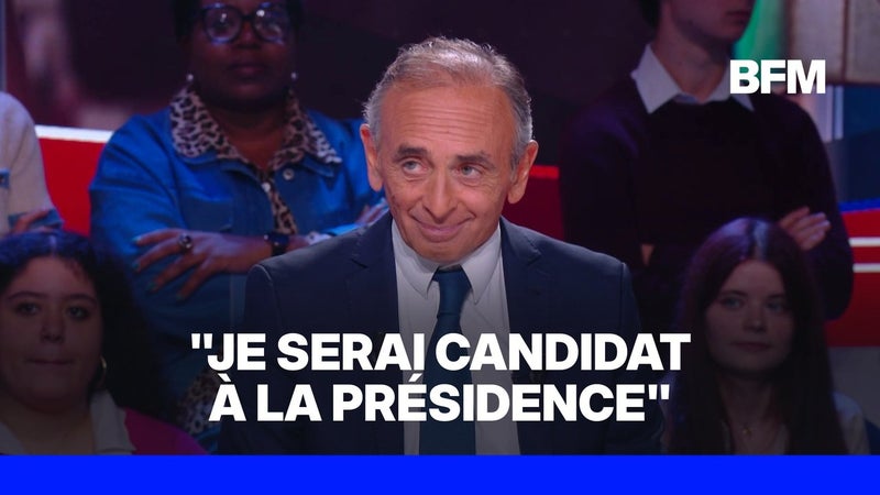 Éric Zemmour annonce qu'il sera "candidat à la présidence de la République"