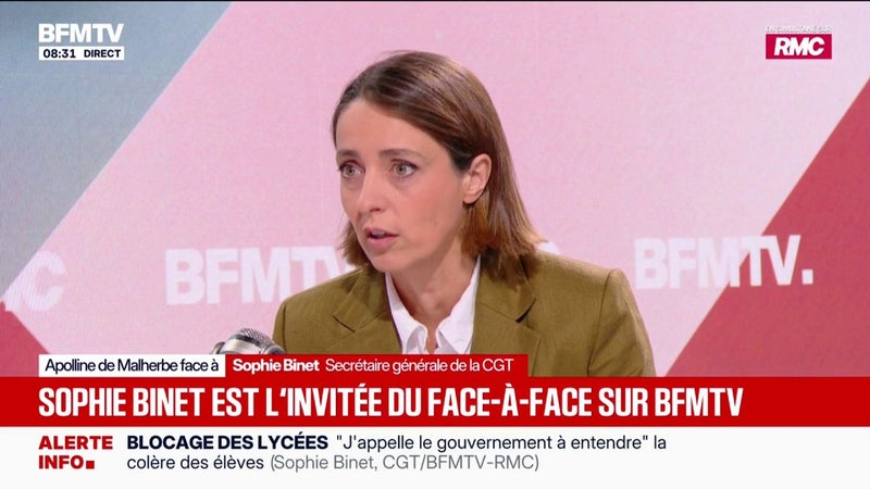 Blocage des lycées: "Quand on envoie la police, on organise les débordements", estime Sophie Binet, secrétaire générale de la CGT