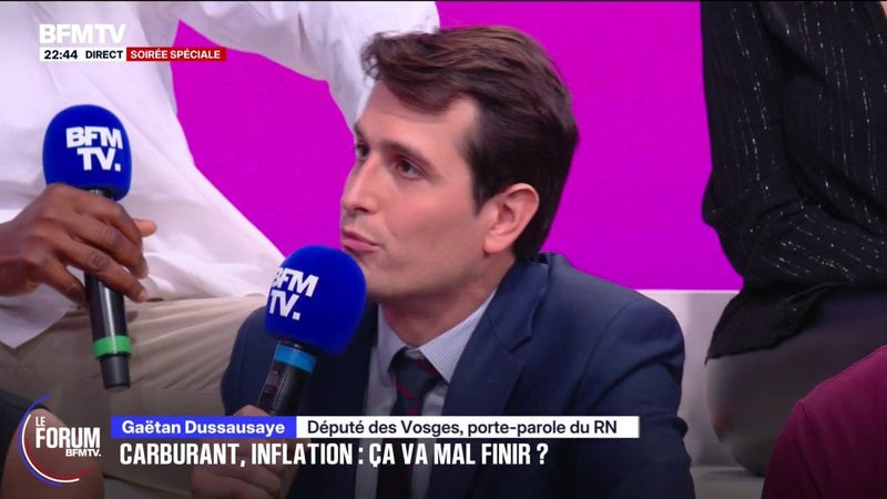 FORUM BFMTV - Inflation: "Ce n'est pas seulement la question du carburant, c'est aussi la question du gaz qui augmente, de l'électricité", estime Gaëtan Dussausaye, député et porte-parole du RN