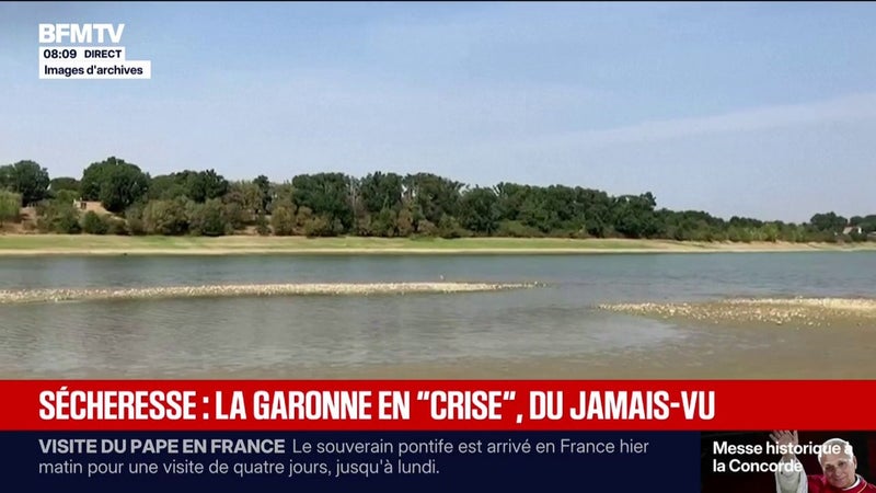 Sécheresse: la Garonne en "crise" en amont de Toulouse, niveau d'alerte inédit