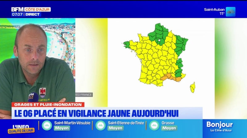 Jusqu'à 50 mm de cumuls attendus: les Alpes-Maritimes en vigilance jaune orages et pluie-inondation
