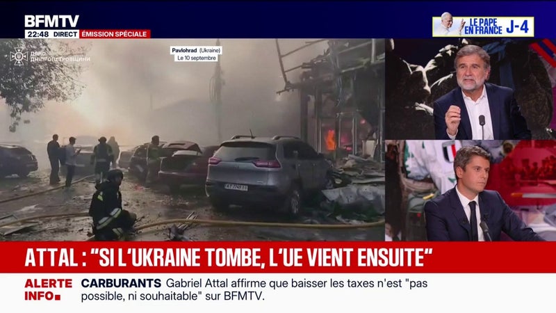 International: "J'ai été Premier ministre, je connais ces sujets, je suis capable d'affronter toute situation", assure Gabriel Attal, candidat (Renaissance) à l'élection présidentielle