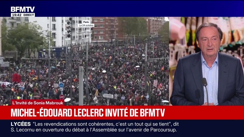 Crise sociale "Je me sens complètement solidaire des commerçants (...) qui ont à subir les exactions des casseurs", explique Michel-Édouard Leclerc, président du comité stratégique des centres E. Leclerc