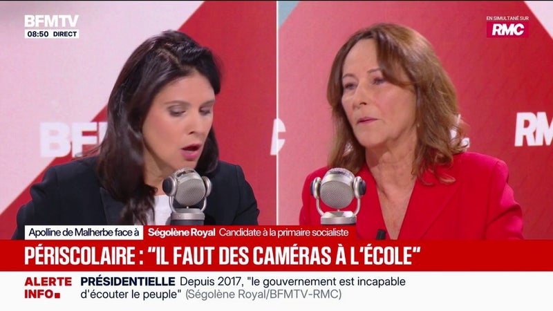 Périscolaire: "La première chose à faire c'est de mettre des caméras" pour protéger les enfants, estime Ségolène Royal, candidate à la primaire du PS