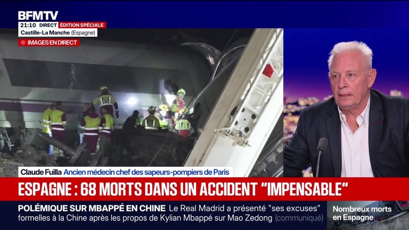 Collision entre deux trains en Espagne: "La complexité c'est la désincarcération", explique Claude Fuilla, ancien médecin chef des sapeurs-pompiers de Paris
