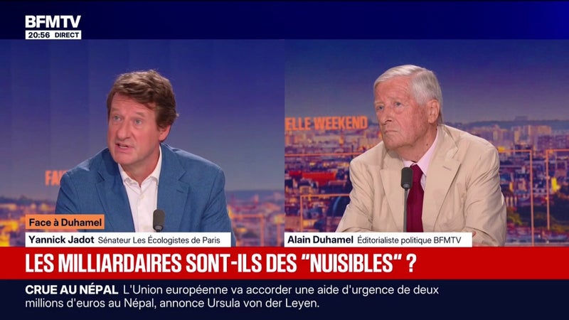 Milliardaires: "Le terme de nuisible, je le rejette", explique Yannick Jadot, sénateur Les Écologistes