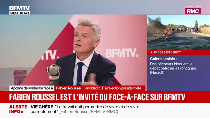 TVA sociale: "Je dis que c'est une très mauvaise idée", réagit Fabien Roussel, candidat PCF à l'élection présidentielle, après la proposition de François Hollande