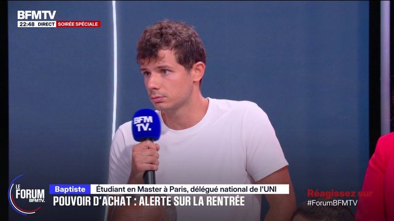 FORUM BFMTV - Précarité étudiante: pour Baptiste, étudiant, le repas à un euros au CROUS est "une fausse bonne idée de la macronie"