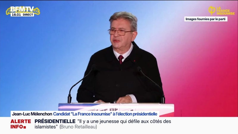 Présidentielle: pour Jean-Luc Mélenchon, candidat "La France insoumise", l'inflation est "un rapt supplémentaire qui est fait sur la paie des salariés"