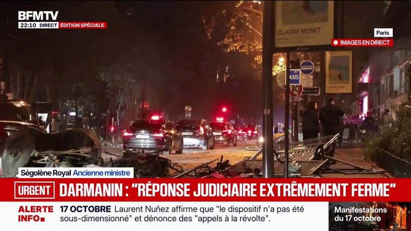 "Des violences urbaines d'une gravité inouïe": Gérald Darmanin veut apporter "une réponse judiciaire extrêmement ferme" en marge des mobilisations du 17 octobre