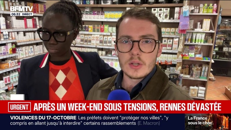 "On ne comprend pas": une commerçante rennaise dont le commerce a été pris pour cible lors de la mobilisation du 17-octobre témoigne sur BFMTV
