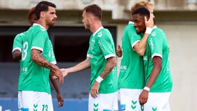 Les joueurs de Saint-Etienne lors du match amical de préparation contre Biel Bienne, le 11 juillet 2026.