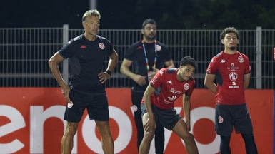 Hervé Renard à l'entraînement avec la Tunisie lors de la Coupe du monde, le 16 juin 2026