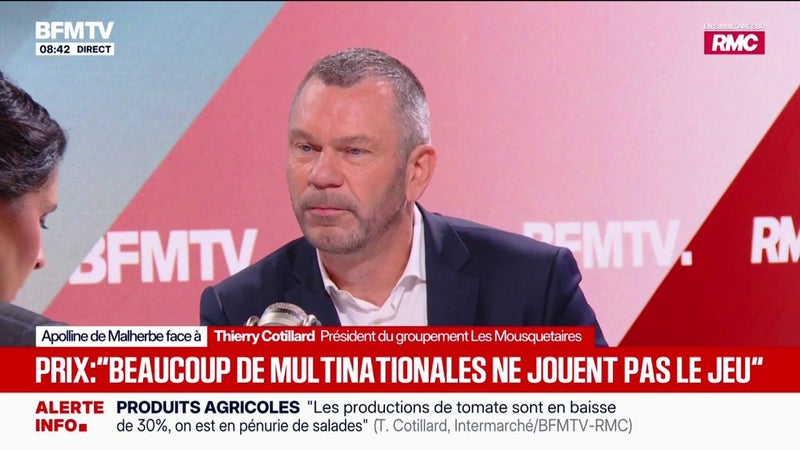 Inflation: "Beaucoup de multinationales ne jouent pas le jeu", juge Thierry Cotillard, président du groupement Les Mousquetaires
