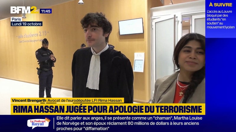 Procès pour apologie du terrorisme: "On cherche à bâillonner l'expression de Rima Hassan", estime Me Brengarth