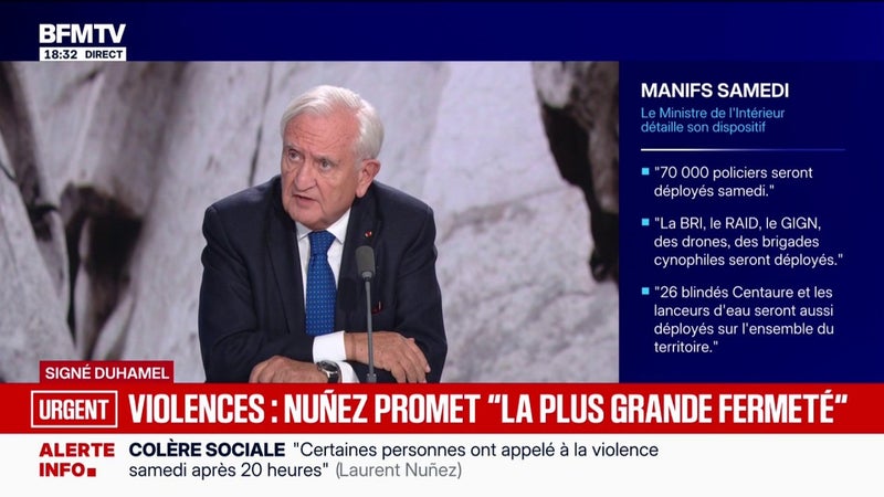 Manifestations du 31 octobre: Jean-Pierre Raffarin, ancien Premier ministre, les manifestations "empêchent un débat serein"