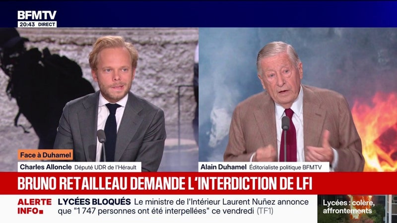 Interdiction de LFI proposée par Bruno Retailleau: "Je ne suis pas sûr que ça sera utile à très court terme pour établir l'ordre", estime Charles Alloncle, député UDR