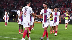 Fabian Ruiz et Ferran Torres lors de Rennes-PSG, le 23 août 2026 en Ligue 1