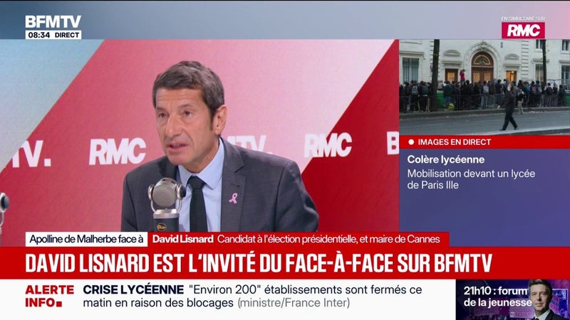 Colère lycéenne: David Lisnard, candidat à la présidentielle, estime qu'on ne "peut pas incriminer les policiers", qui "spontanément" n'engagent pas "le mouvement de violence"