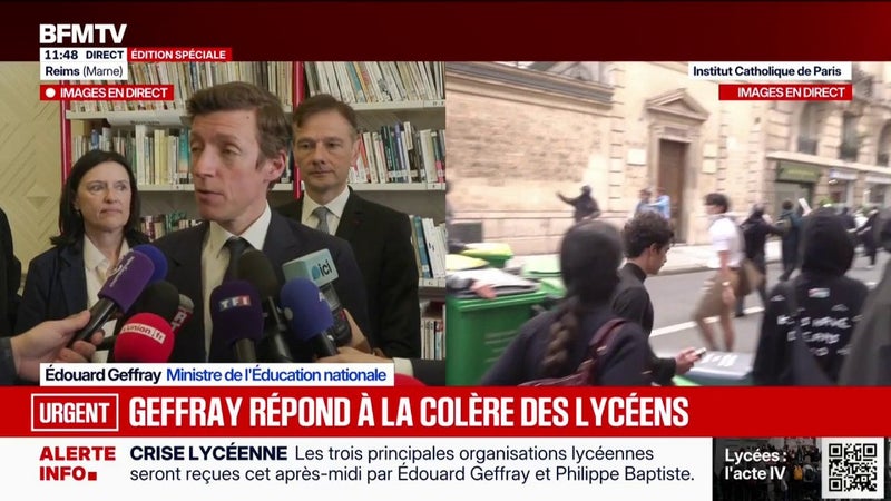 Colère des lycéens: "Un mouvement qui est profondément respectable dans les demandes qui sont formalisées, terni par des violences inqualifiables", déclare le ministre de l'Éducation