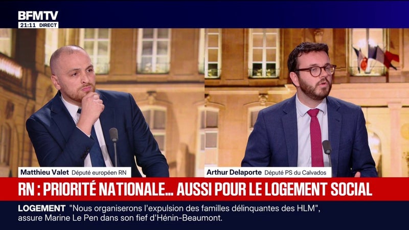 Passe d'armes entre Matthieu Valet (RN) et Arthur Delaporte (PS) au sujet de la "priorité nationale" plaidée par Marine Le Pen pour le logement social