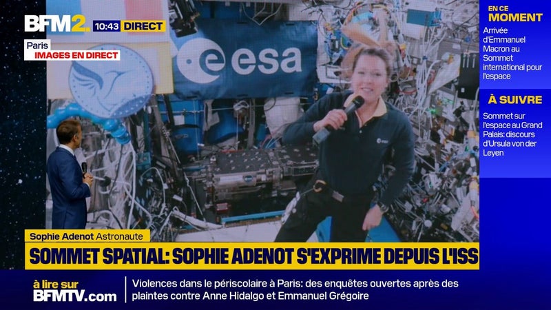 "Je suis toujours aussi émerveillée dans l'espace": Sophie Adenot dialogue depuis l'ISS avec Emmanuel Macron au sommet international sur l'Espace