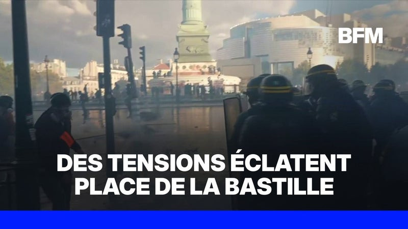 Colère lycéenne: des tensions sont en cours place de la Bastille à Paris